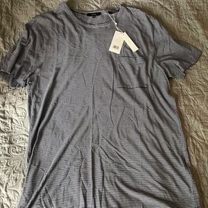 NWT Vince Men's Black and White Striped Tee Size Large